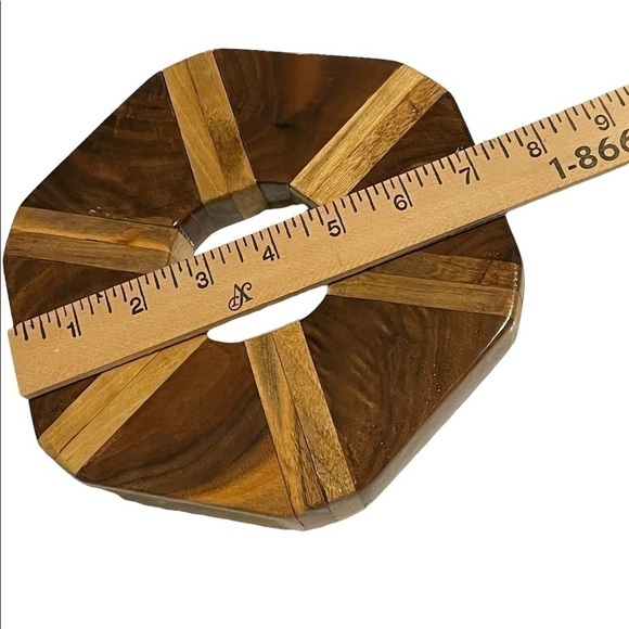 HANDMADE wood lacquered trivet octagonal. - Picture 4 of 4